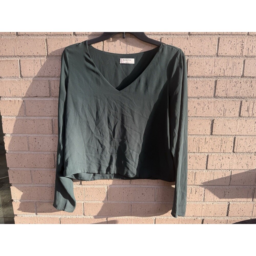 Babaton Green Blouse Size Small Long Sleeve Polyester